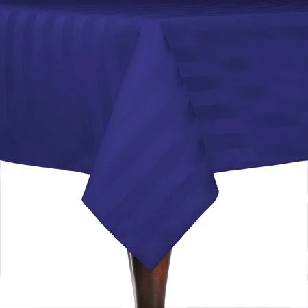 Ultimate Textile Satin-Stripe 84 x 84-Inch Square Tablecloth - Blue