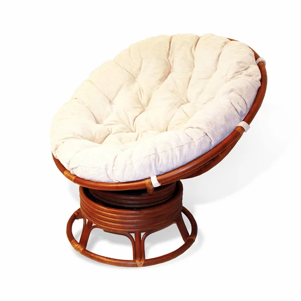 Rattan Wicker Swivel Rocking Round Papasan Chair with Cushion Colonial (Light Brown) - Size: 40\H x 46\W x 40\D, Other