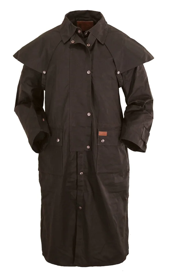 Outback Trading Men's Long Oilskin Duster Coat - Brown, L