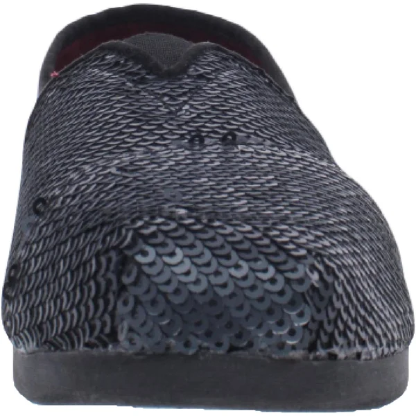 Classic Womens Sequined Slip on Flats, 5.5, Black Sequin