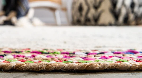 Unique Loom Striped Chindi Jute Rug Ivory - 10& x 8&