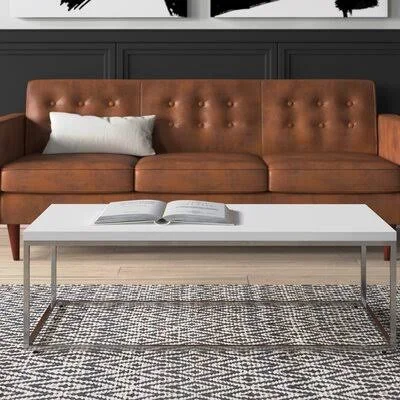 Travis Heights Frame Coffee Table Wade Logan Table Top Color: White Lacquer