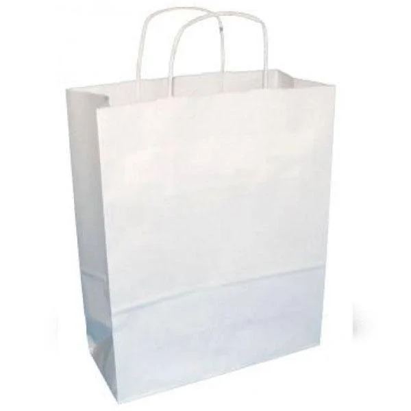 10 x 5 x 13 White Twisted Handled Grocery Bags, Case of 250