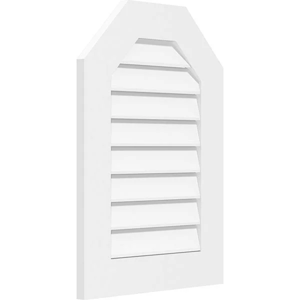 Ekena Millwork GVPOT12X3401SF 12x22W x 34x22H Octagonal Top Surface Mount PVC Gable Vent: Functional, w/ 3-1/2x22W x 1x22P Stand
