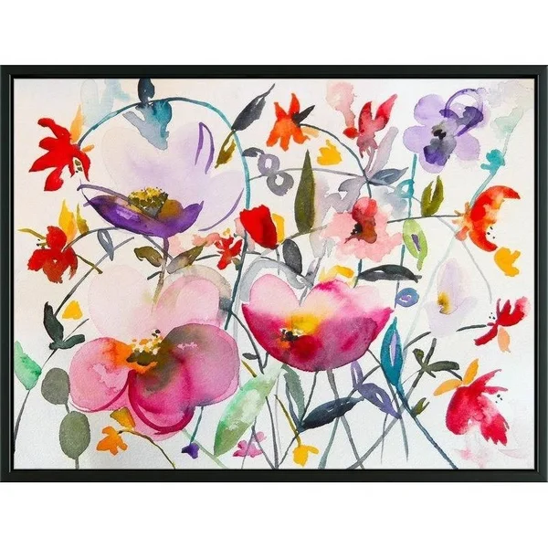 Easy Art Prints Karin Johannesson's 'Bohemian Garden' Premium Canvas Art - 18 x 24 - Modern Black Frame