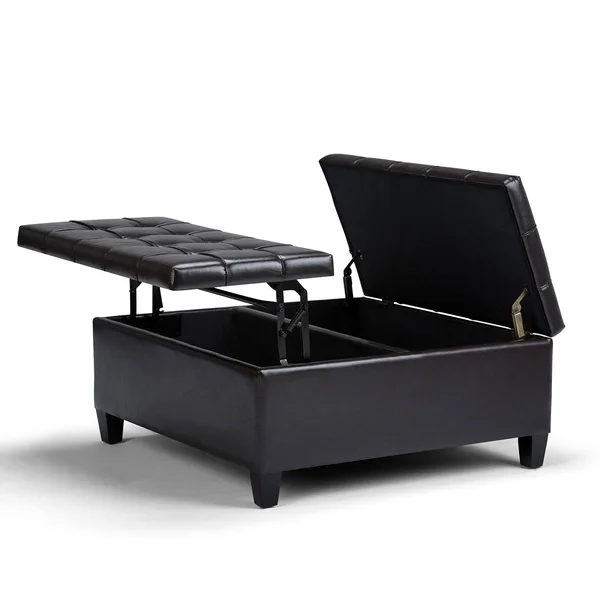 WYNDENHALL Elliot Coffee Table Storage Ottoman with Lift Top (Tanners Brown)