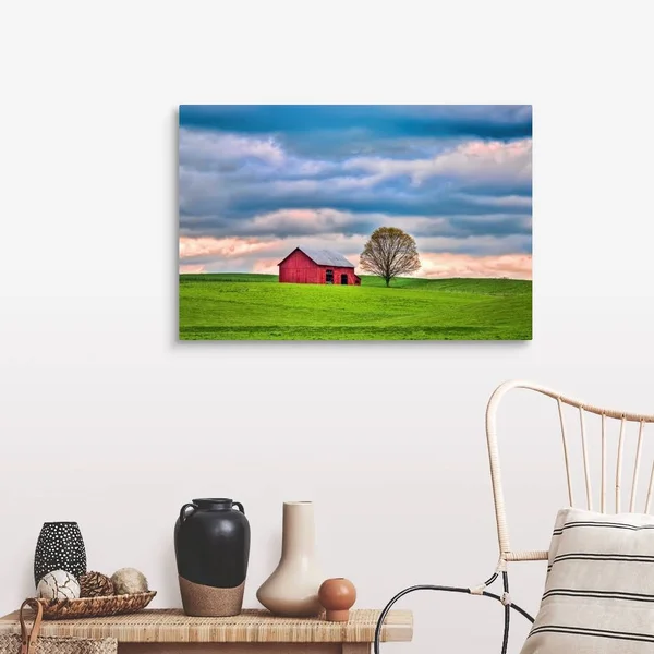 Red Barn - Canvas Wall Art, 36x24, Great Big Canvas
