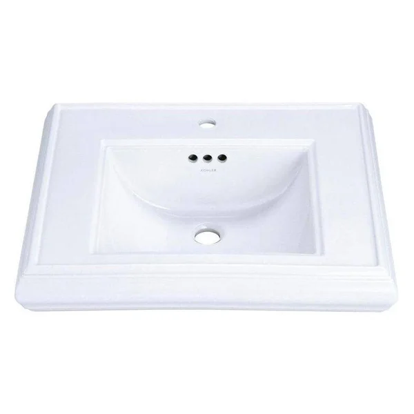 KOHLER K-2239-1-0 Memoirs Pedestal Bathroom Sink Basin with Single Faucet Hole - White