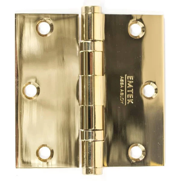 Emtek 96413PVD 3.5x22 x 3.5x22 Solid Brass Square Corner Ball Bearing Mortise Hinge - Pair - Lifetime Polished Brass