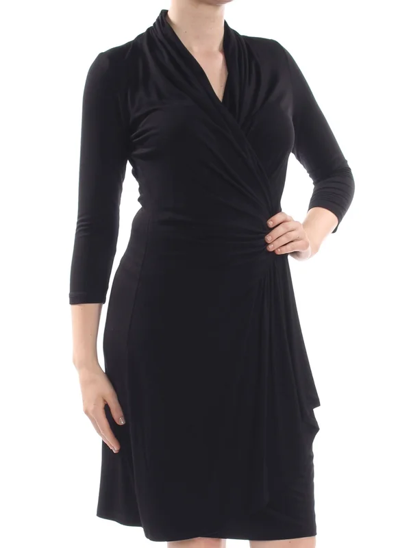 Karen Kane Black Cascade Wrap Dress