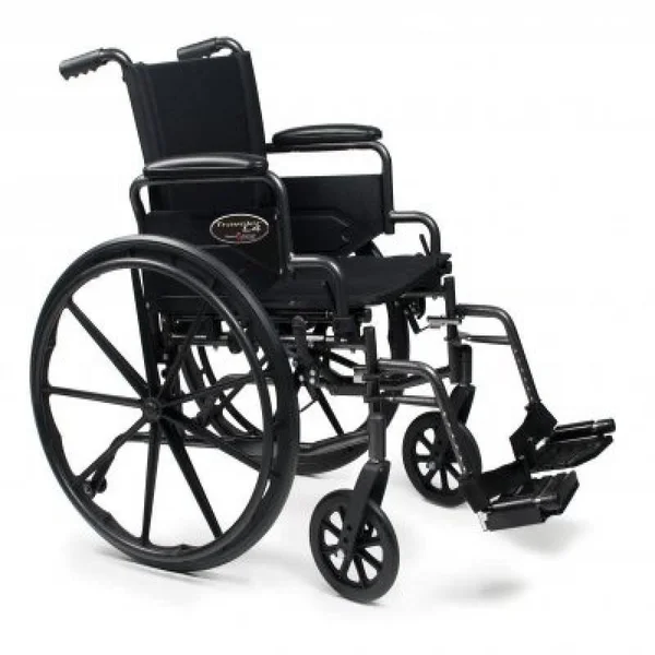 Everest & Jennings Traveler L4, 20x22 x 16x22 Wheelchair, Flip Back Desk Arm, Elevating Legrest