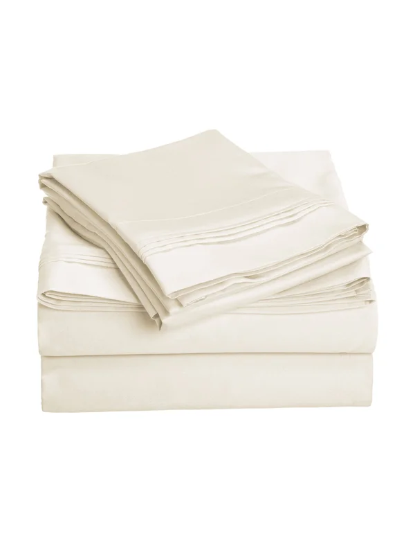 Superior Egyptian Cotton 1000 Thread Count Solid Sheet Set King-Ivory