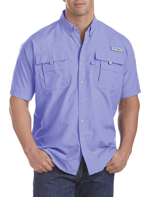 Big & Tall Columbia PFG Bahama II Short-Sleeve Sport Shirt - Purple - Size 2XT - Men's, Size 2XL