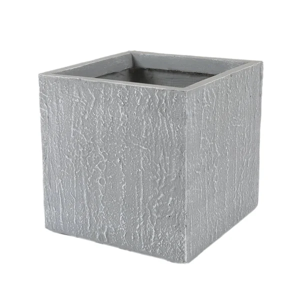 14in. H Square Light Gray MGO Planter