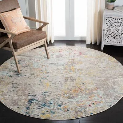 Acantha Beige/Gray Rug Williston Forge Rug Size: Round 6&7x22