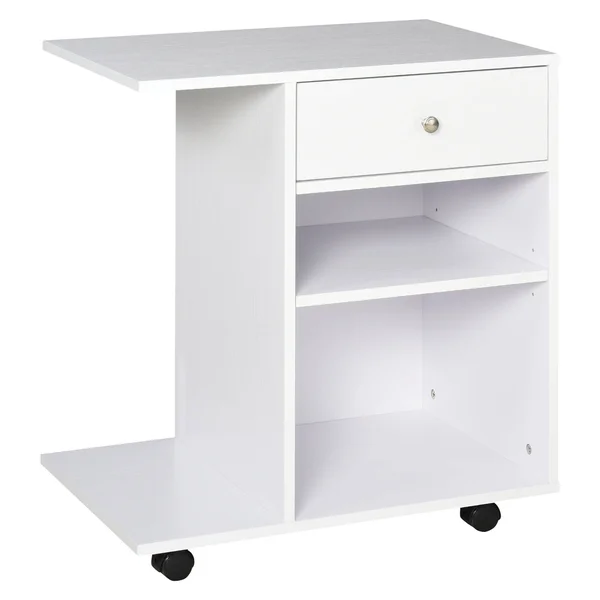 Vinsetto Printer Table Desk, Rolling Cart Stand with Wheels, Adjustable Shelf, Drawer and CPU Stand - Black