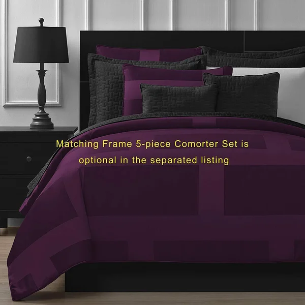 Comfy Bedding Frame Thermal Pressing 3-Piece Oversize Coverlet Set - Plum - King