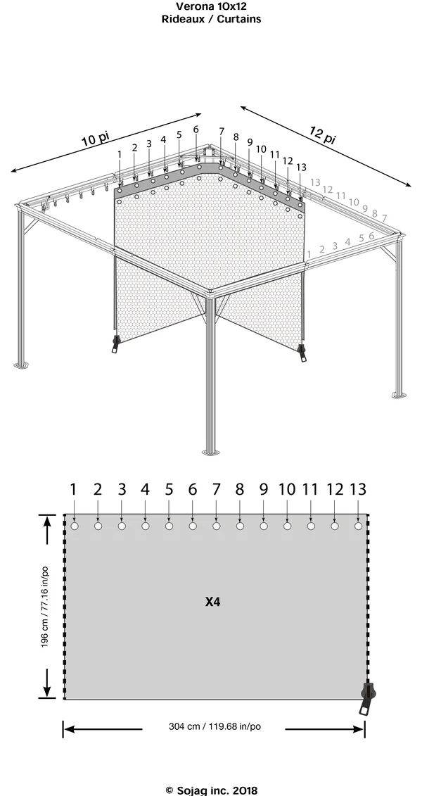 Sojag 10& x 10& Verona Gazebo Curtains