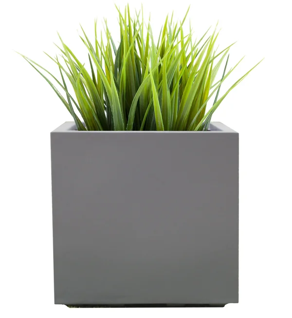 Seeley Cube Planter Modern Indoor Outdoor Square Fiberglass, NMN Designs Med - 14x22L x 14x22W x 14x22H, Gray