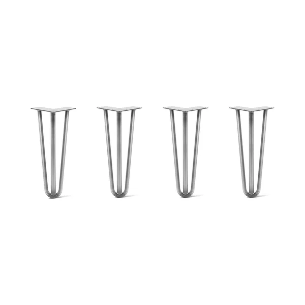 Hairpin Legs Set of 4 - 3-Rod Design - Raw Steel, 14x22, Raw Steel, 1/2x22