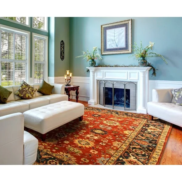 Hand-Knotted Wool Rust Traditional Oriental Super Mahal Rug - Size: 4& x 6&
