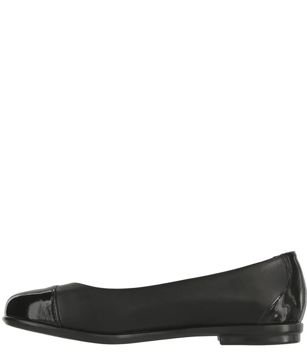 Women's SAS scenic Cap Toe Ballet Flat Black/Black Patent Leather 5 W