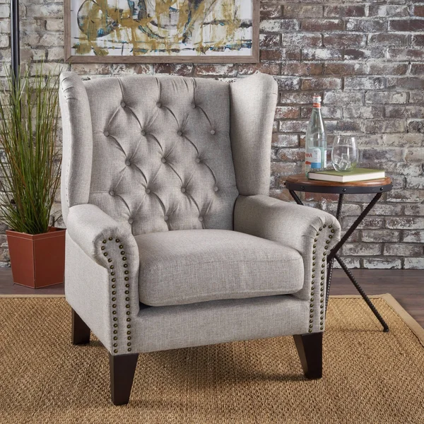 Christopher Knight Home Lainie Traditional Winged Fabric Accent Chair (Blue)