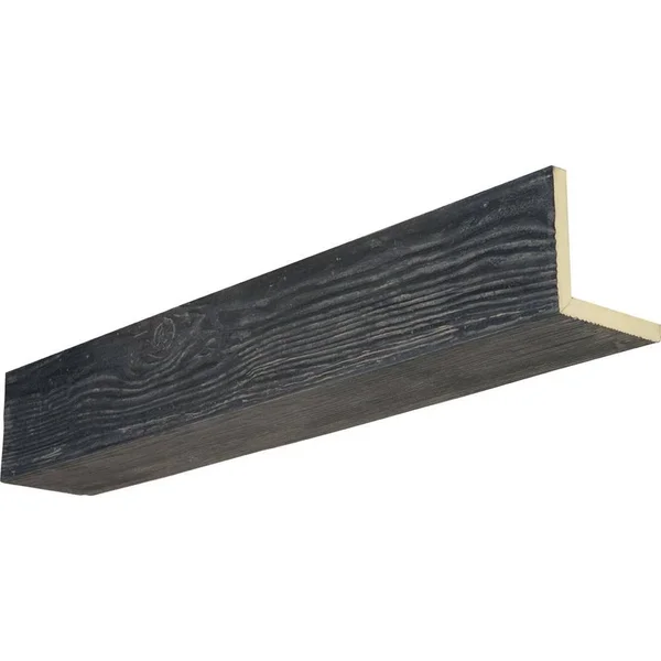 Ekena Millwork BMSD2C0040X120X096ES 4x22W x 12x22H x 8&L 2-Sided (L-beam) Sandblasted Endurathane Faux Wood Ceiling Beam, Aged A