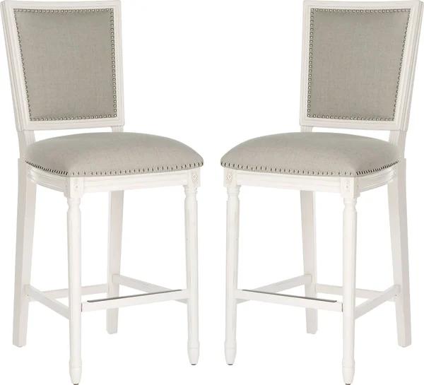 Safavieh Buchanan Rectangle Bar Stool (Set of 2), Light Grey/Cream