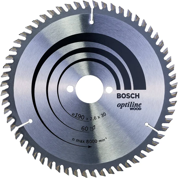 Bosch 2608641188 Wood Circular Saw Blade, 190mm, 60 Teeth, Silver