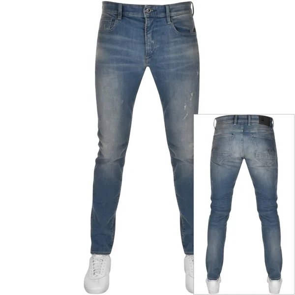 G-Star Raw Men Revend Skinny Jeans Medium Blue Size 30-36