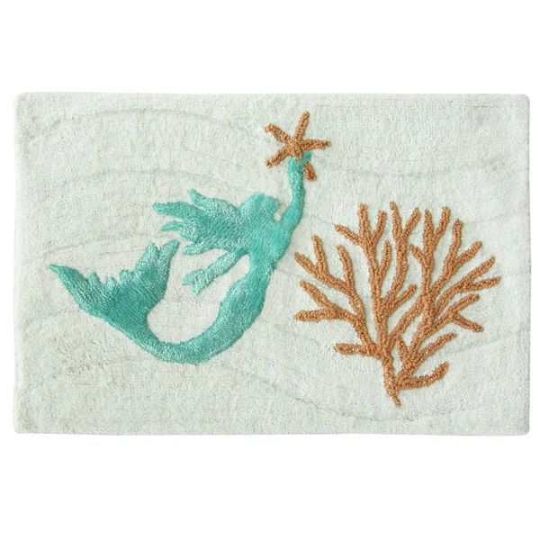 Bacova Sea Splash Bath Rug One Size White