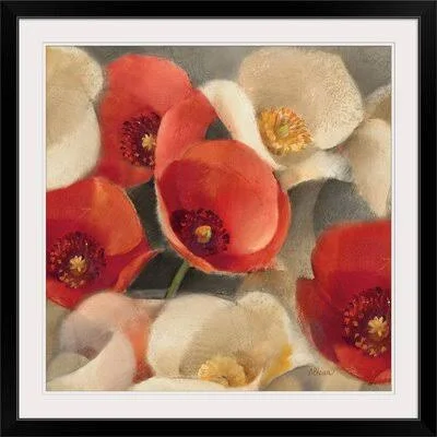 &Poppies Bloom II& Albena Hristova Graphic Art Print Charlton Home Format: Black Framed, Size: 38x22 H x 38x22 W x 1x22 D