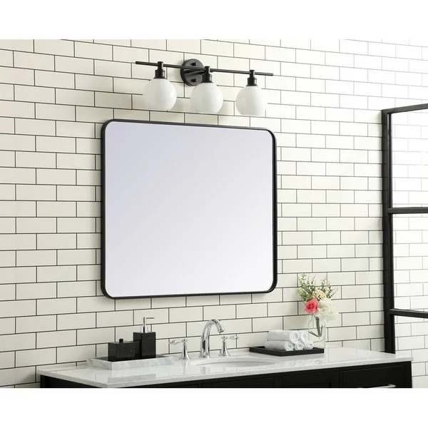 Ezra Soft Corner Metal Rectangular Mirror - 30x22 x 48x22 - White