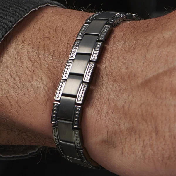 Men's Steel Bracelet, Black, Titanium, Fort Tempus