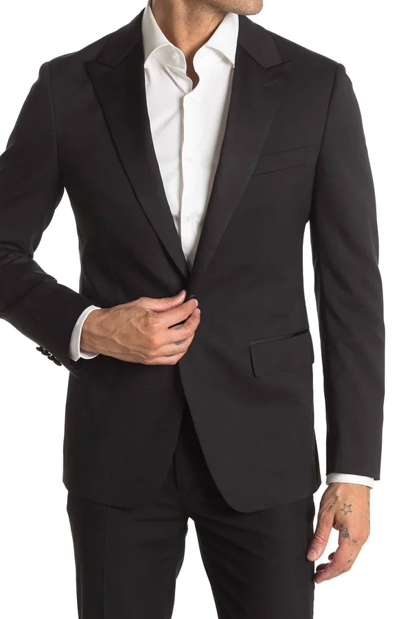 Bonobos Jetsetter Stretch Italian Wool Blazer, Size 46R - Black Peak Lapel at Nordstrom Rack
