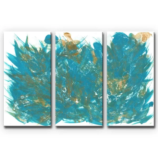 Ready2HangArt 'Feathers' Acrylic Painting Print Multi-Piece Image on Wrapped Canvas - Size: 40 inch H x 60 inch W x 2 inch D, Gre