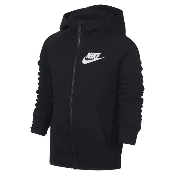 Nike Sportswear Tech Fleece Little Kids& Full-Zip Hoodie in Black, Size: 4, 86E312-023