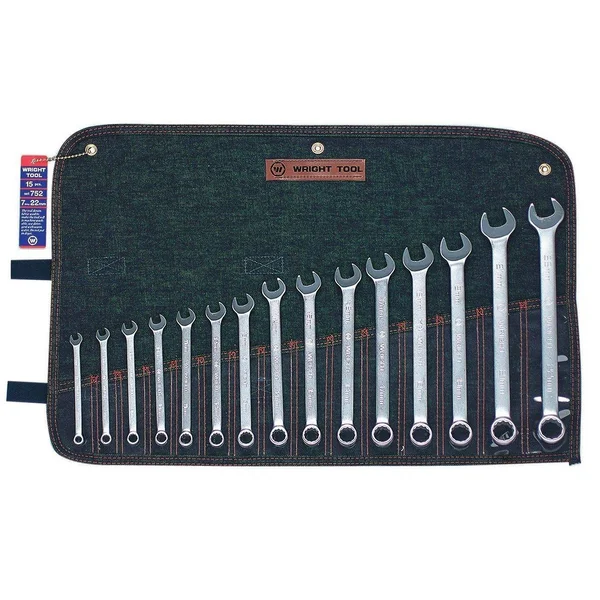 Wright Tool 752 12 Point Metric Combination Wrench Set - 7mm - 22mm (15-Piece)