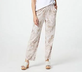 Belle by Kim Gravel Shiborri Print Knit BeachPant - Size XX-Small, Stone
