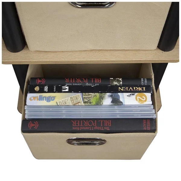 Furinno LACi 4-Bin System Rack, Oak