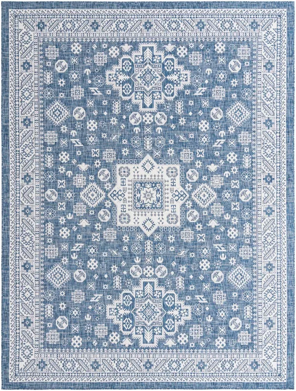 Outdoor Aztec Blue 10x13 Large Area Rug Indoor Outdoor Rug