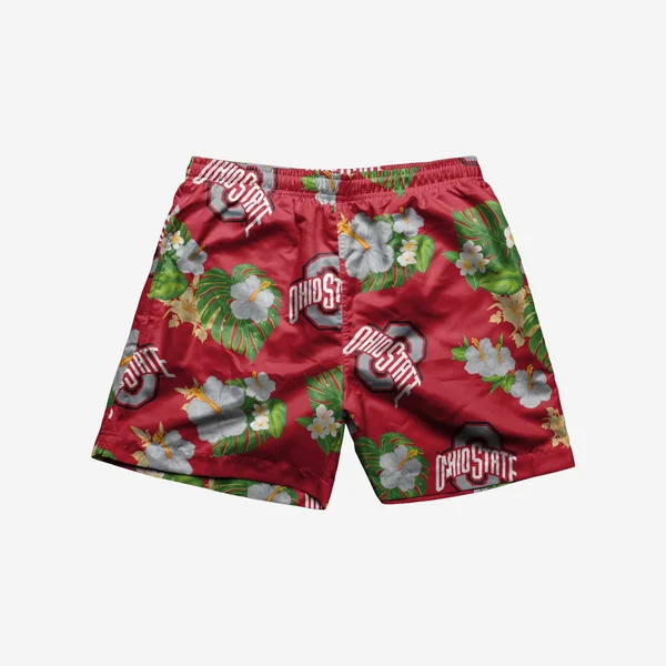Ohio State Buckeyes Floral Swimming Trunks, Mens Size: 2XL