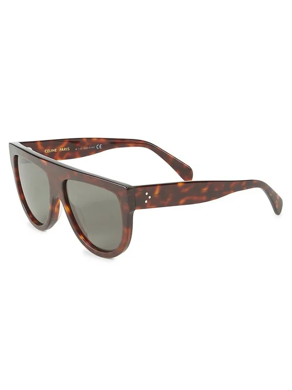 Celine 58mm Pilot Sunglasses - Red Havana/ Green
