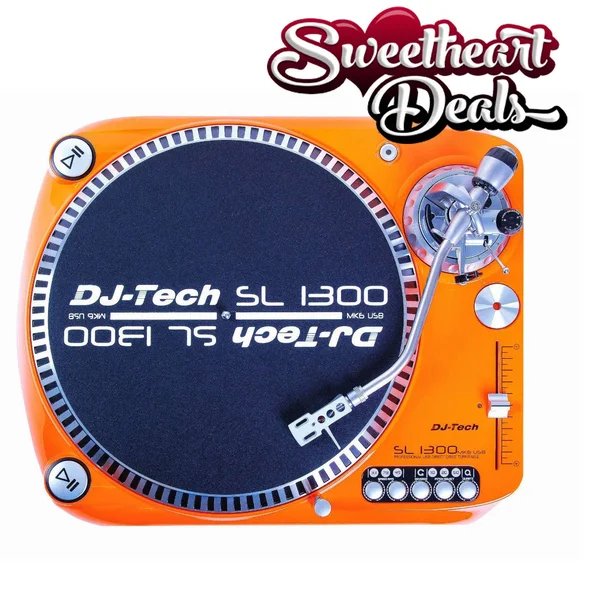 DJ Tech SL1300MK6USB-ORA Direct Drive DJ Turntable, Orange
