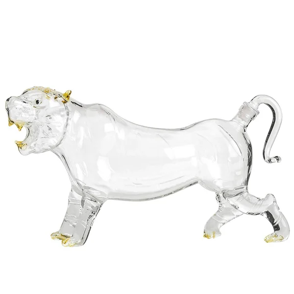 Animal Decanters Large 35-oz Roaring Tiger Glass Figurine, Lead Free Mouthblown Liquor Decanter for Bourbon, Whiskey, Scotch, Ru