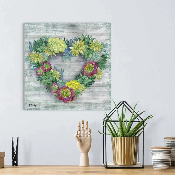 Succulent Wreath II - Canvas Wall Art, 16x16, Great Big Canvas