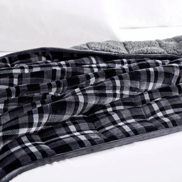 Rejuve 10lb. Velvet to Sherpa REVERSE Weighted Throw Blanket, 50x22 L x 60x22 W - Charcoal