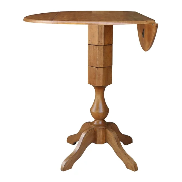 42x22 Round Dual Drop Leaf Pedestal Table - Pecan - 30.3x22H