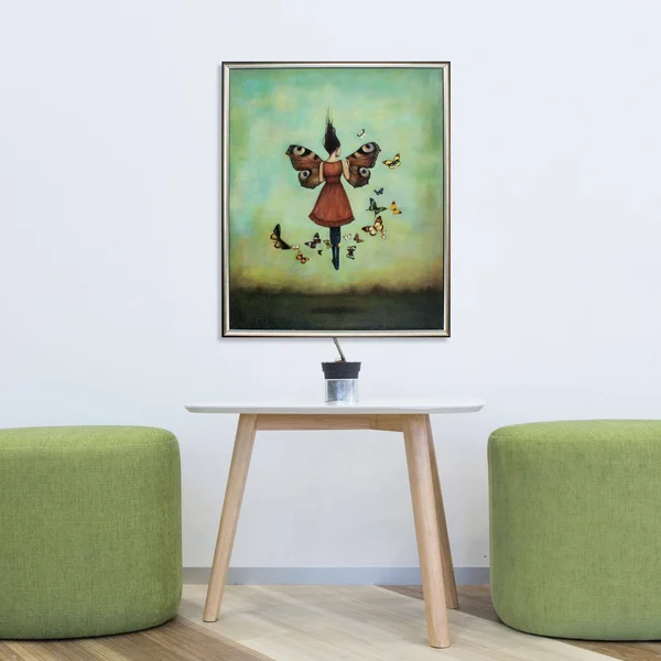 Black and Brown Butterfly Girl Rectangular Wall Art Decoration 31x22 x 26x22